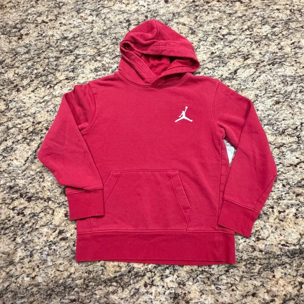 Jordan Boys Jumpman Fleece Hoodie Red Pullover Sweatshirt Size S 8-10 Years‎